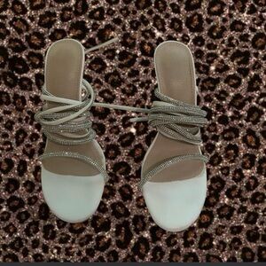 Elegant White and Tan Women's Sandals
